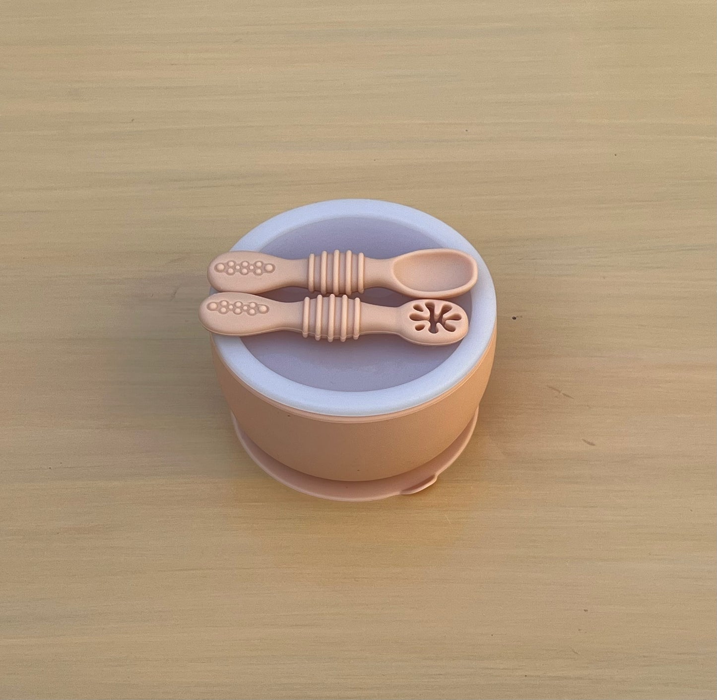 Silicone Suction Bowl with Lid & Prespoons