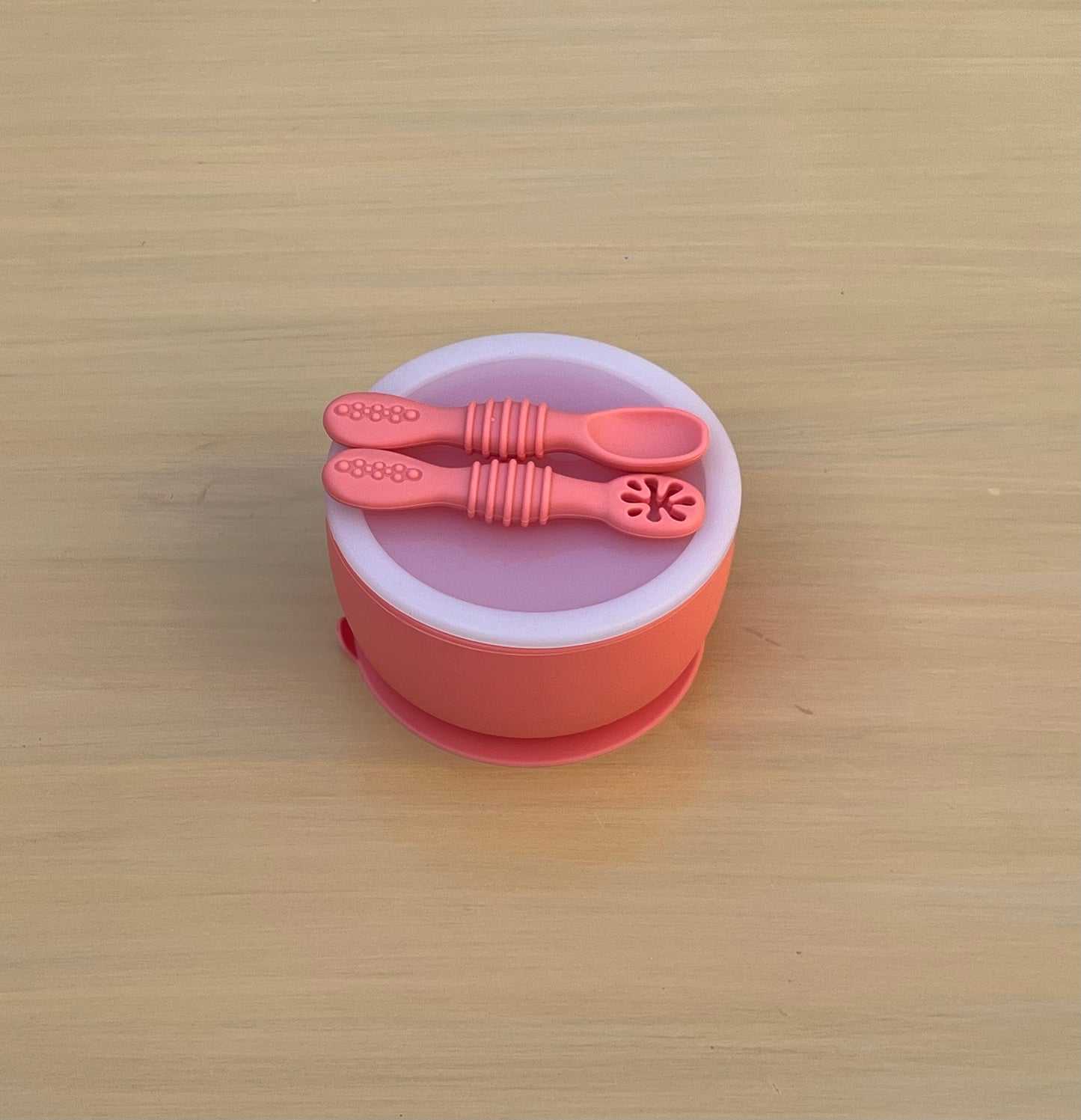 Silicone Suction Bowl with Lid & Prespoons