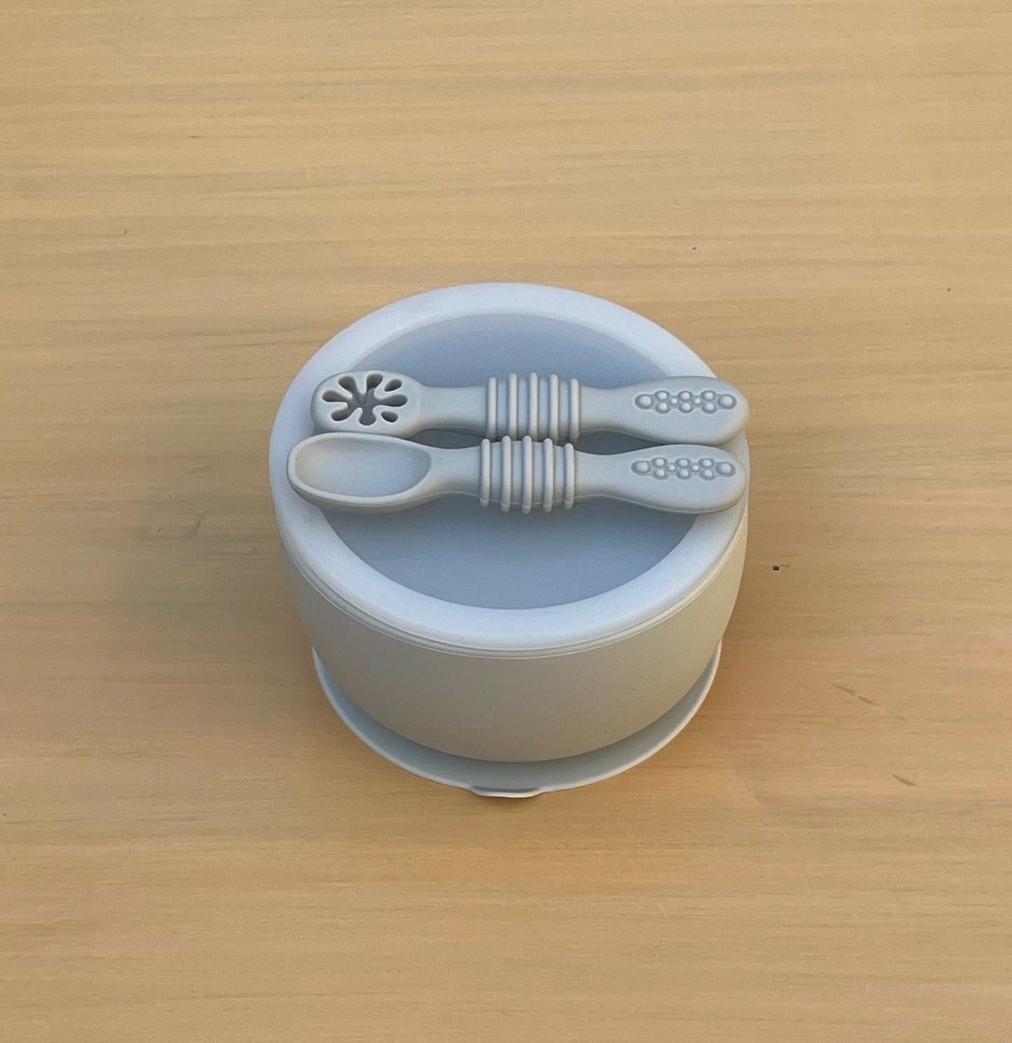 Silicone Suction Bowl with Lid & Prespoons