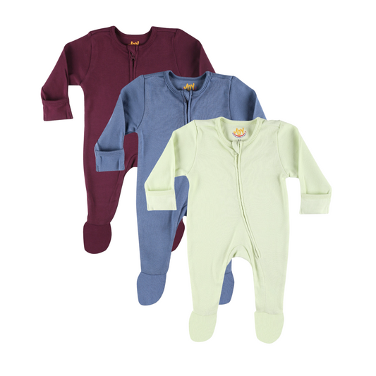 Burgundy/Blueberry/Lime (pack of 3) (full sleeves+closed feet)