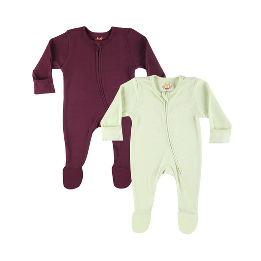 Burgundy/Lime (pack of 2) (full sleeves+closed feet)