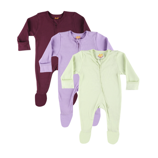 Burgundy/Purple/Lime (pack of 3) (full sleeves+closed feet)