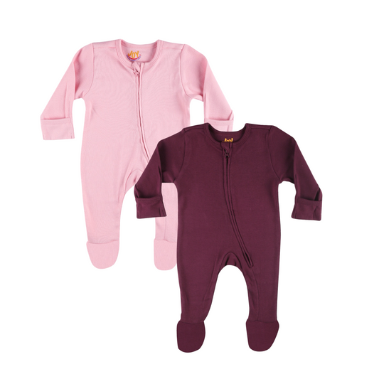 Pink/Burgundy (pack of 2) (full sleeves+closed feet)