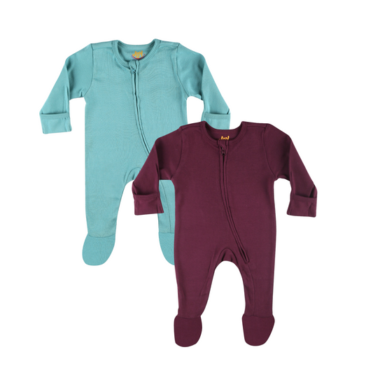 Sea blue/Burgundy (pack of 2) (full sleeves+closed feet)