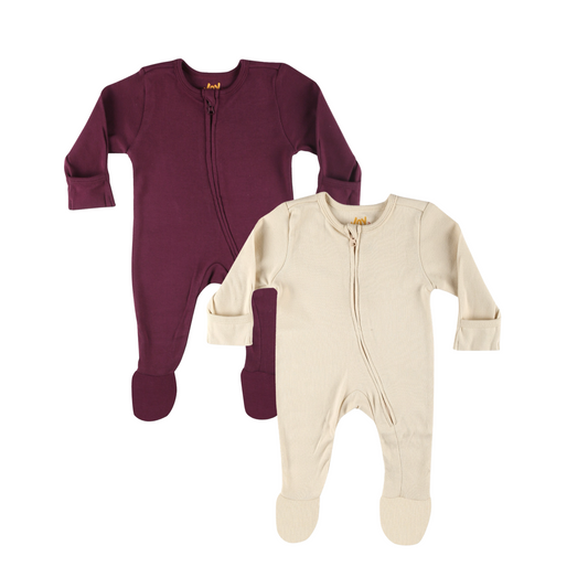Burgundy/Sand (pack of 2) (full sleeves+closed feet)