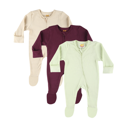 Sand/Burgundy/Lime (pack of 3) (full sleeves+closed feet)