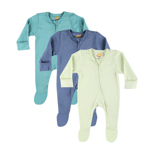 Sea blue/Blueberry/Lime (pack of 3) (full sleeves+closed feet)