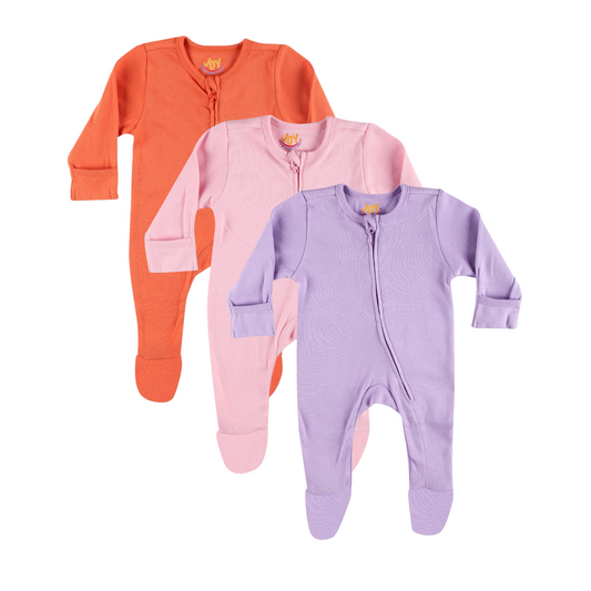 Orange/Pink/Purple (pack of 3) (full sleeves+closed feet)