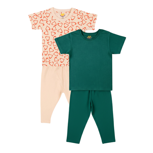 Hearts/Forest Green (pack of 2)