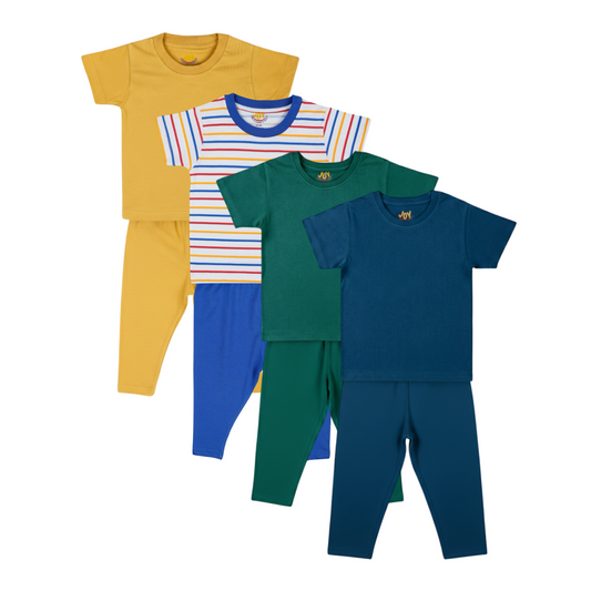 Mustard/Stripes/Forest Green/Navy Blue (pack of 4)