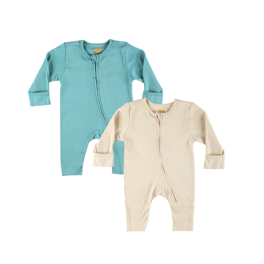 Sea Blue/Beige (pack of 2) (full sleeves+open feet)