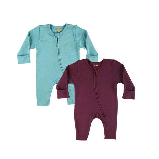 Sea Blue/Burgundy (pack of 2) (full sleeves+open feet)