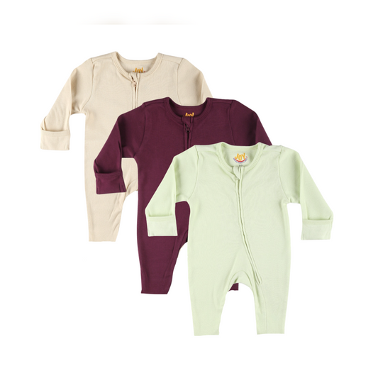 Beige/Burgundy/Lemon (pack of 3) (full sleeves+open feet)