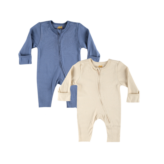 Blueberry/Beige (pack of 2) (full sleeves+open feet)