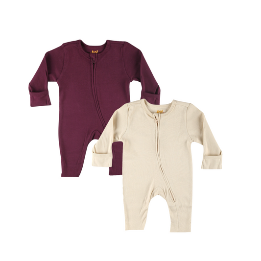 Burgundy/Beige (pack of 2) (full sleeves+open feet)