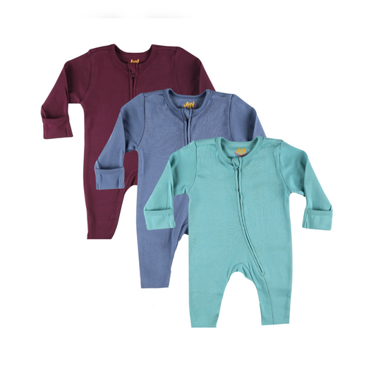 Burgundy/Blueberry/Sea Blue (pack of 3) (full sleeves+open feet)