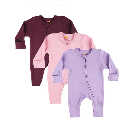 Burgundy/Pink/Purple (pack of 3) (full sleeves+open feet)