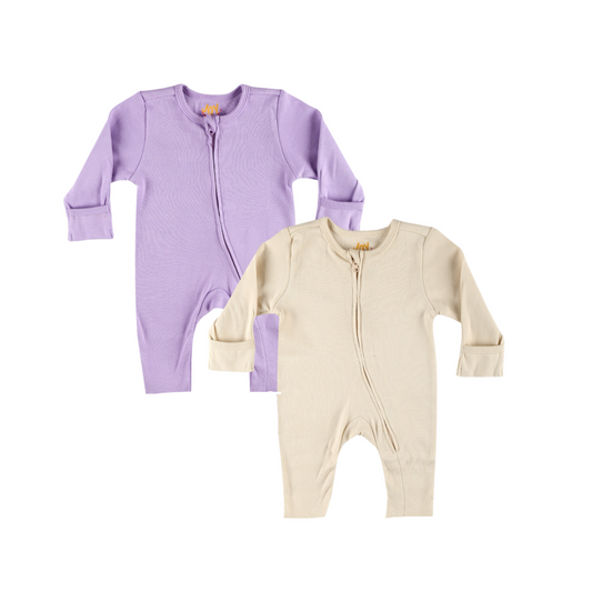 Purple/Beige (pack of 2) (full sleeves+open feet)